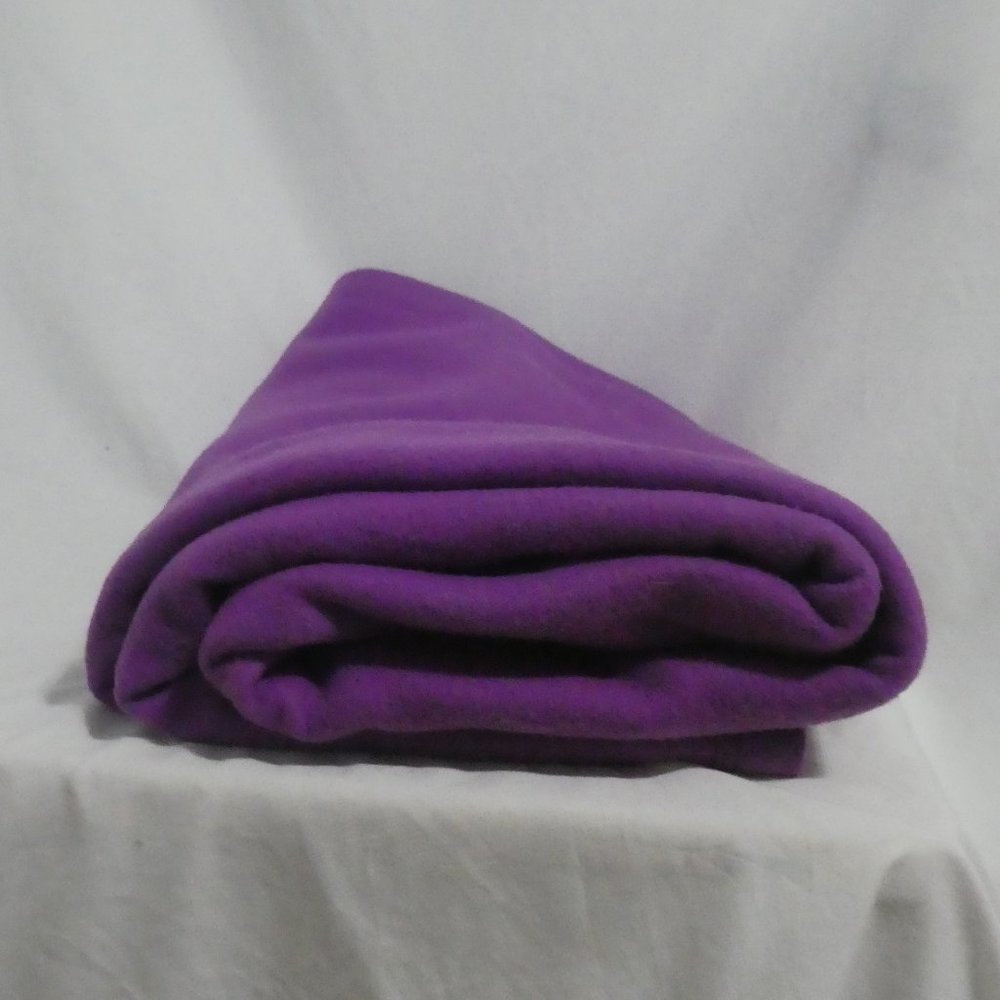 Purple Fleece Throw With Embroidered Corner | 60 x 60 inches | GUC